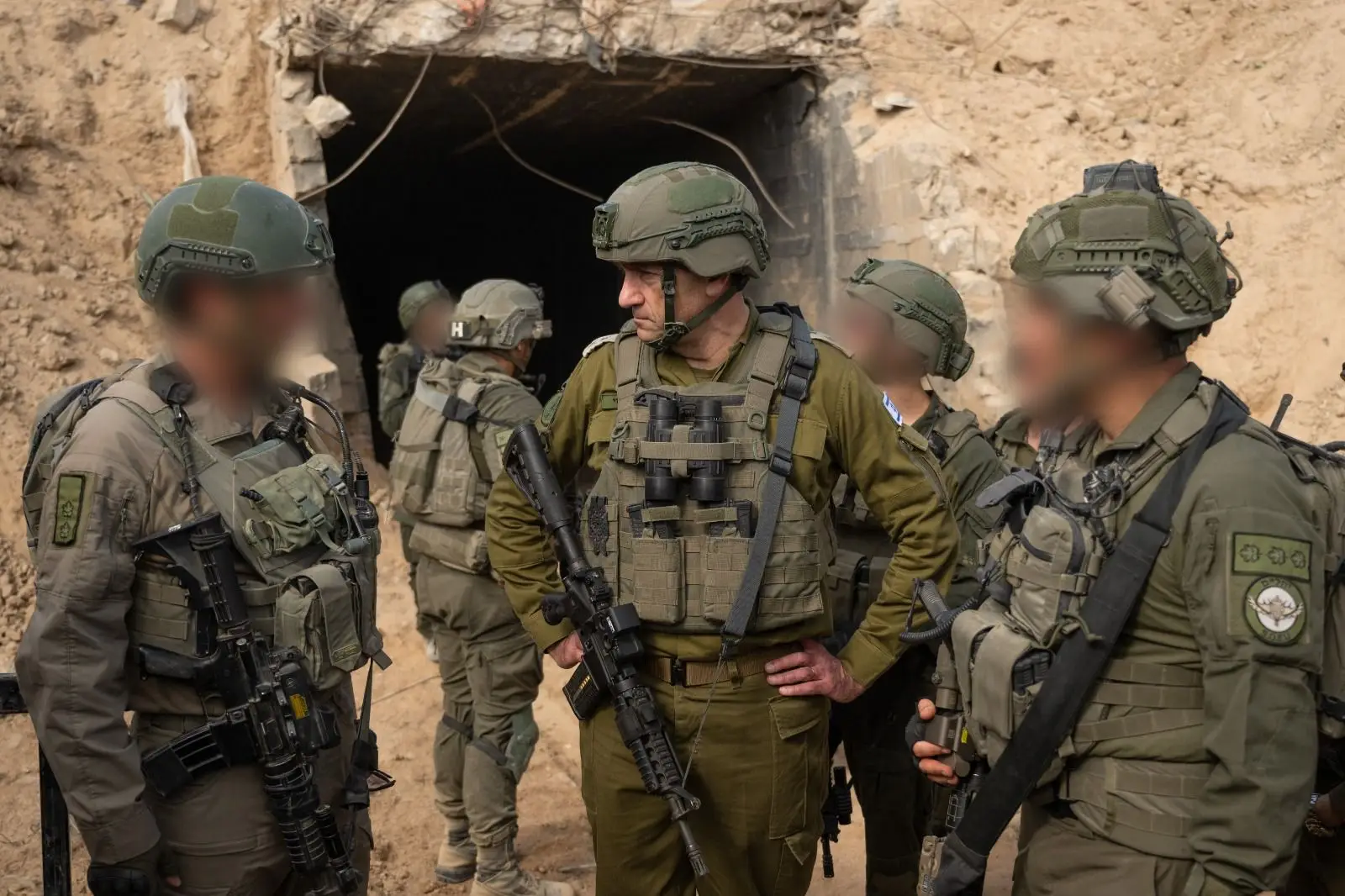IDF Chief of Staff Lt. Gen. Herzi Halevi inspects a large smuggling tunnel on the Gaza-Egypt border